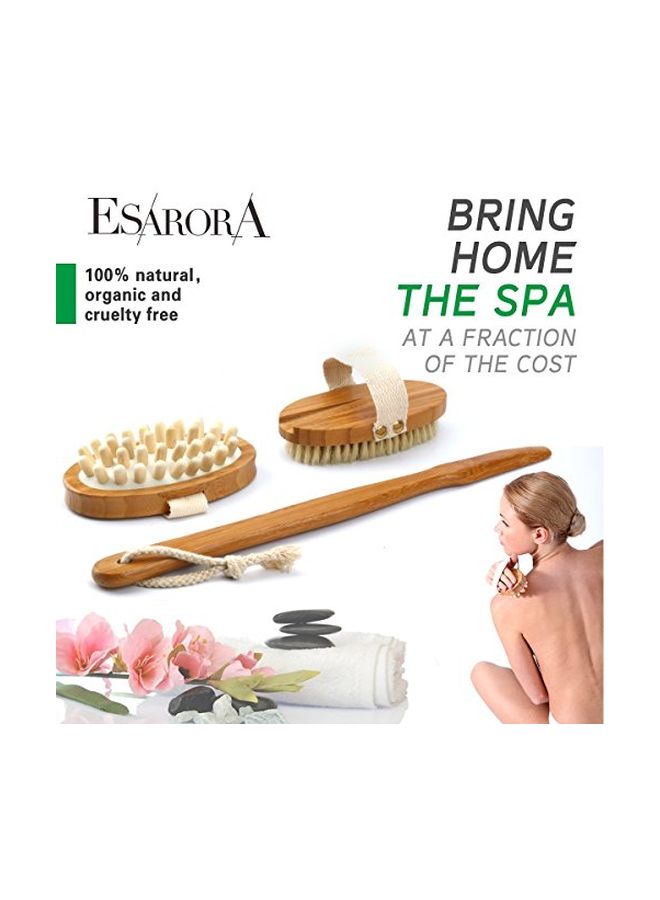 Esarora 6-In-1 Long Handle Shower Brush Brown/White - Image 2