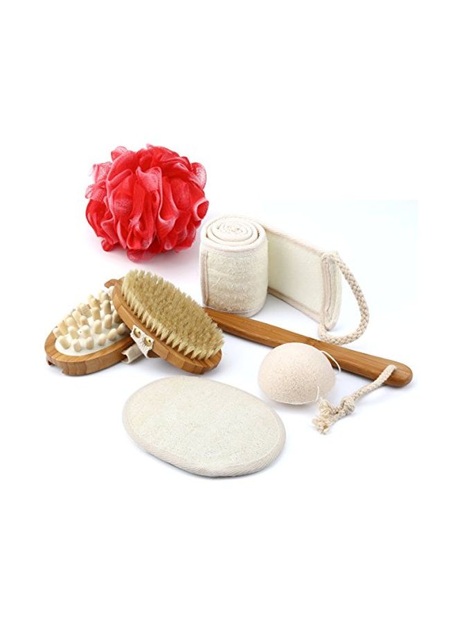 Esarora 6-In-1 Long Handle Shower Brush Brown/White - Image 3