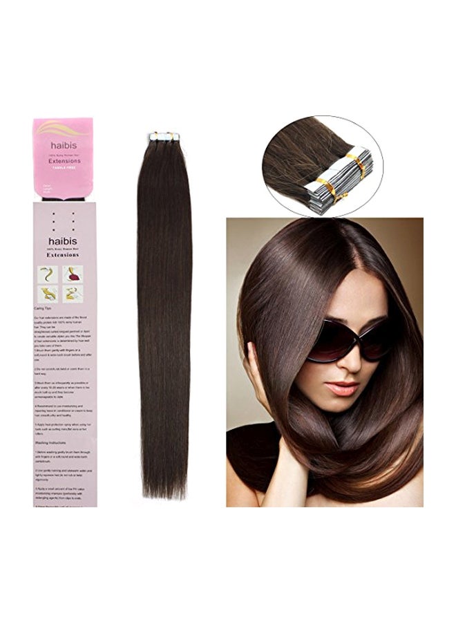 هايبيس مجموعة وصلات شعر طبيعي أملس من 20 قطعة 02 بني داكن 16بوصة - Image 4