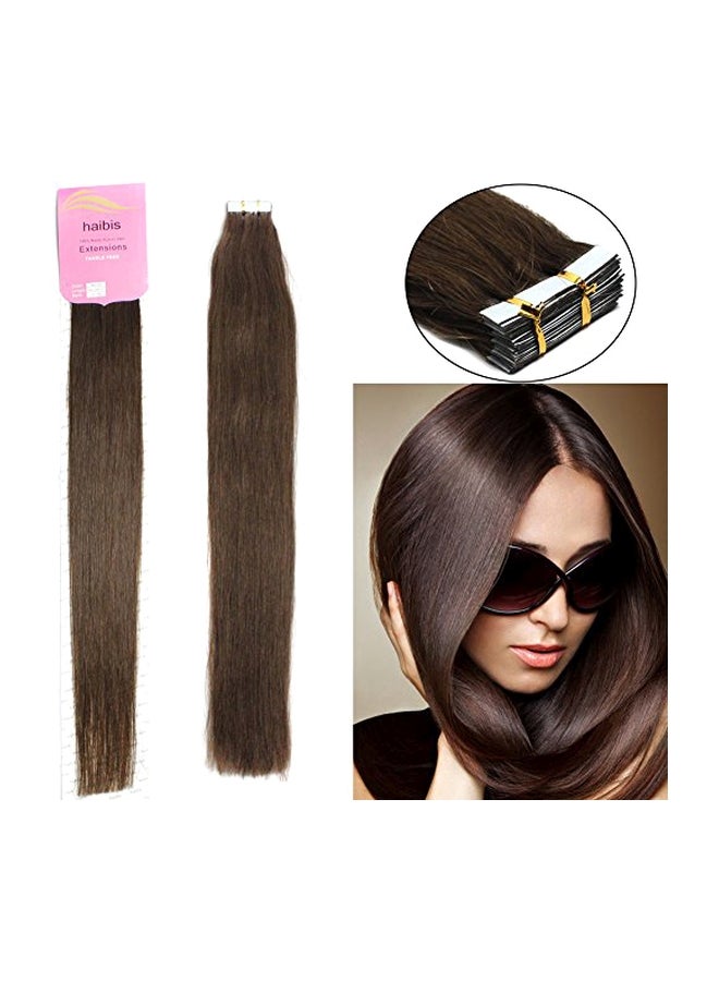 هايبيس مجموعة وصلات شعر طبيعي أملس من 20 قطعة 04 بني متوسط 16بوصة - Image 2