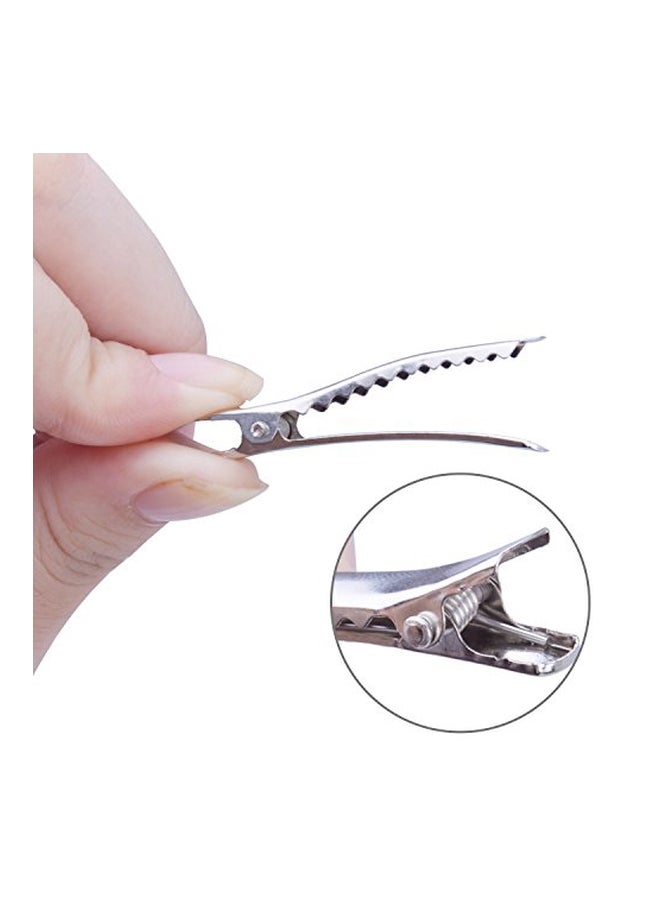 BronaGrand 100-piece Alligator Pattern Hair Clip With Teeth Silver  - Image 3