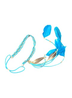 Braided Feather Headband Blue