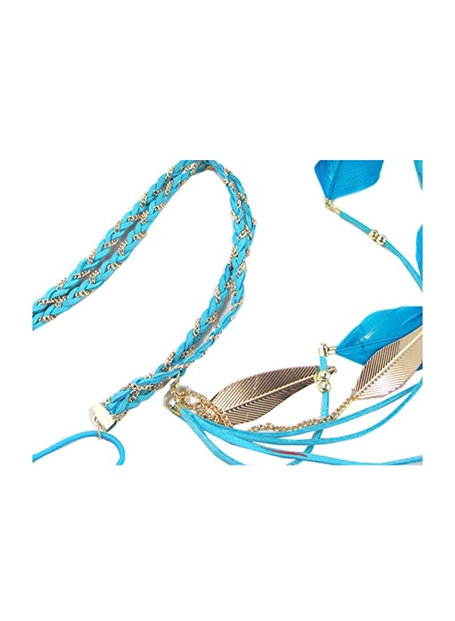 BUYITNOW - Braided Feather Headband Blue - Image 1