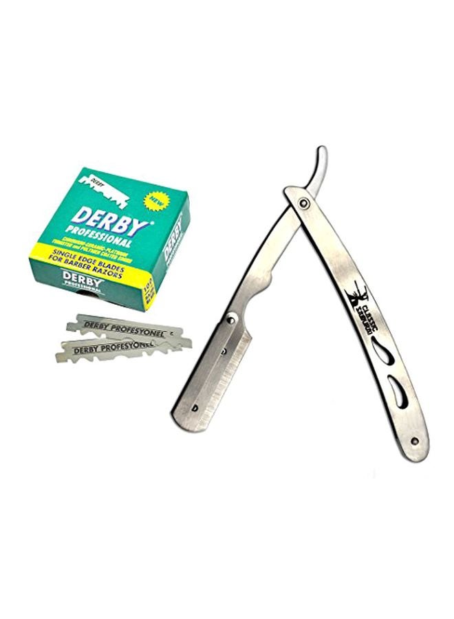 كلاسيك ساموراي أداة حلاقة بحافة مستقيمة مع شفرات فضي - Image 1