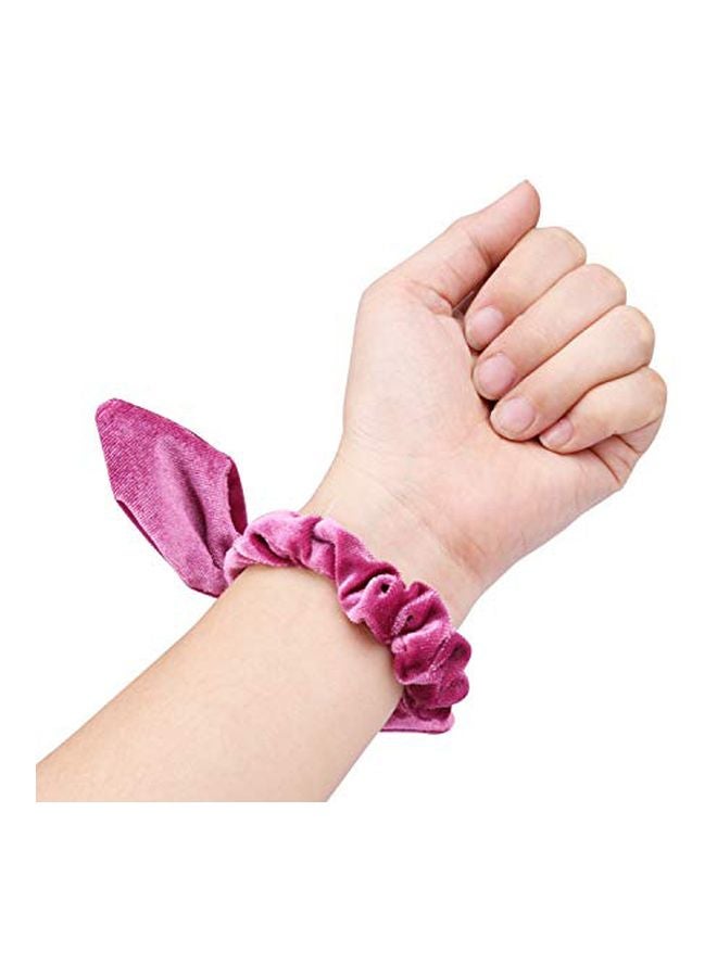 Curasa 6-Piece Bunny Ear Shaped Elastic Bands Pink/Brown/Red - Image 3