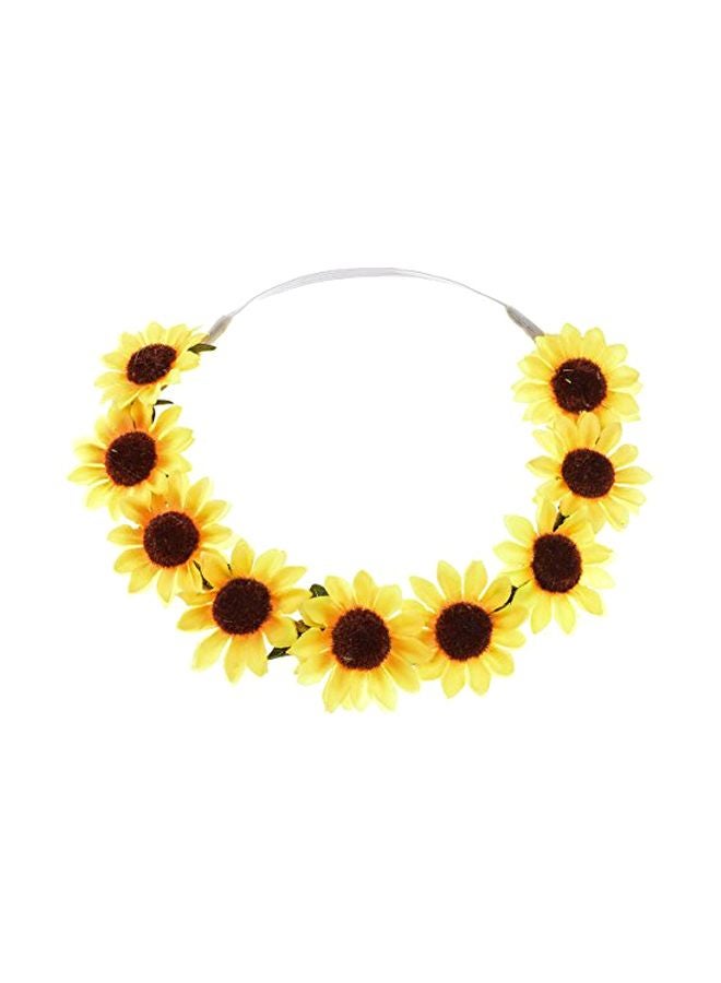 DDazzling Sunflower Crown Headband Yellow/Brown/White 