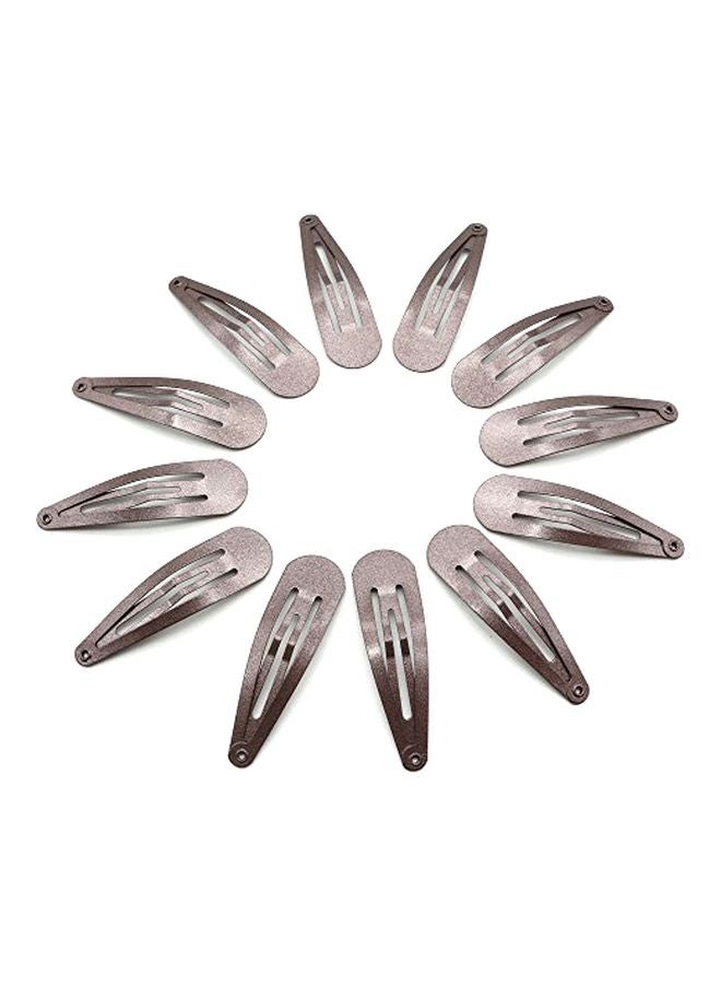 Dofash - 12-Piece Snap Hair Clips Brown 5cm - Image 1