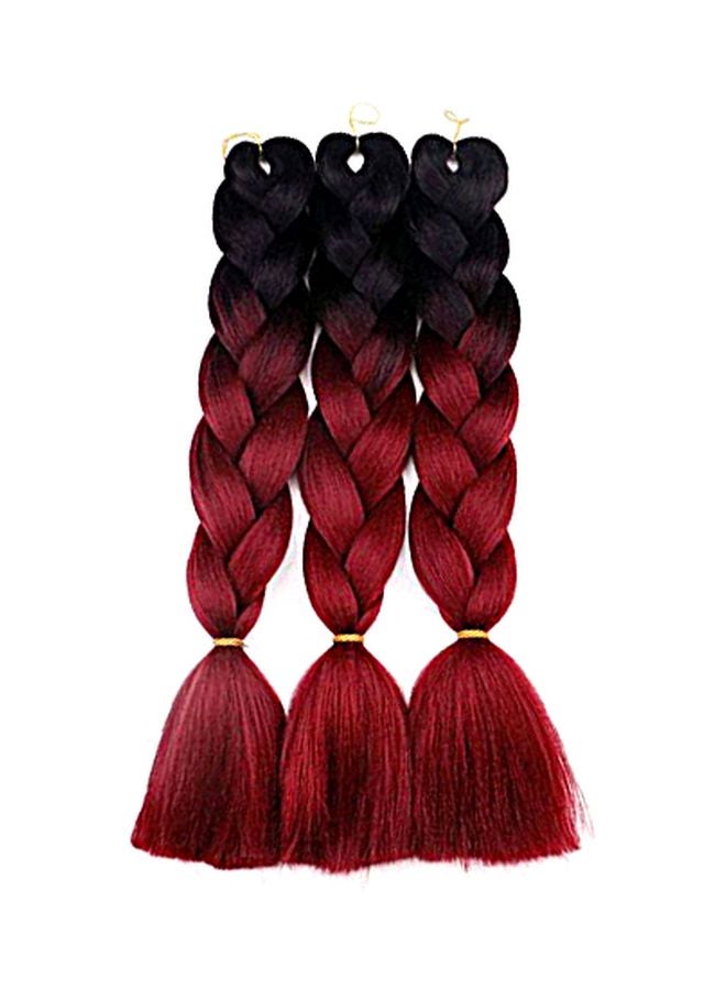 3-Piece Synthetic Kanekalon Hair Extensions Red/Black 24inch