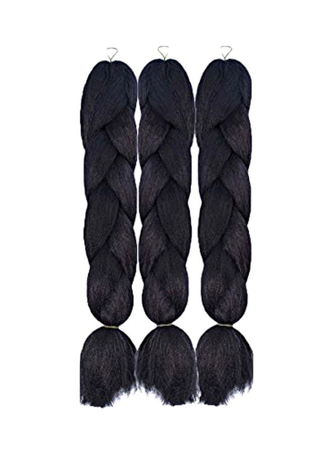 3-Piece Synthetic Kanekalon Hair Extensions Natural Black 24inch