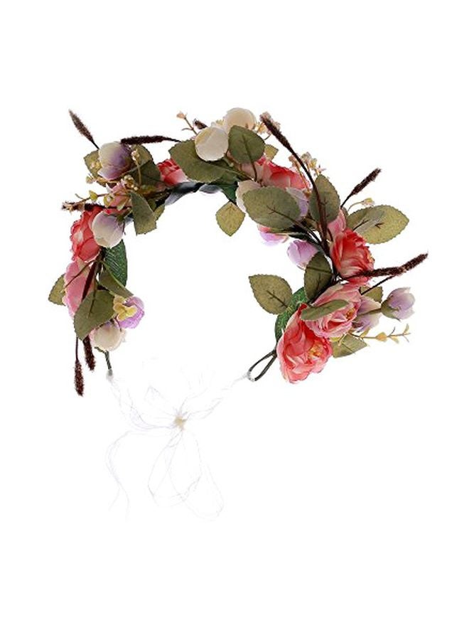 Ever Fairy Flower Wreath Headband Green/Orange/Beige - Image 1