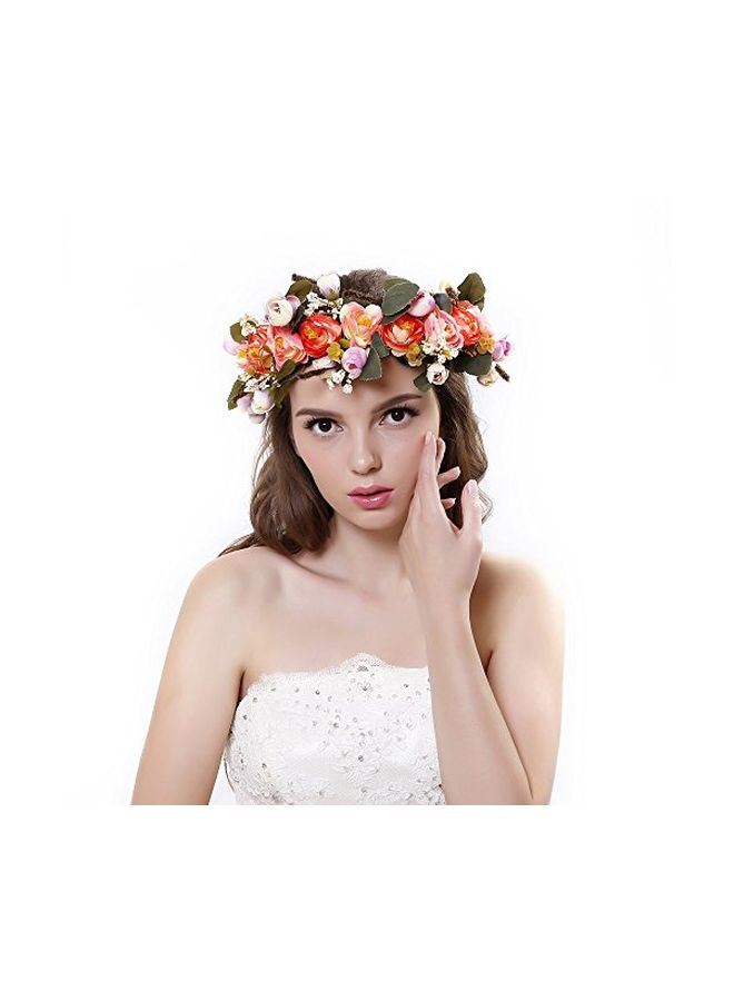 Ever Fairy Flower Wreath Headband Green/Orange/Beige - Image 3