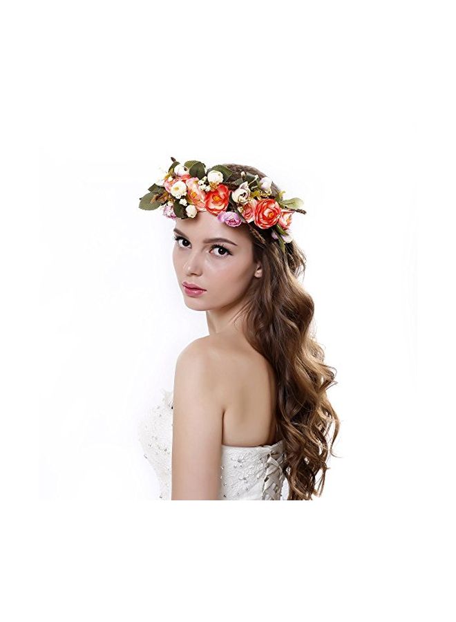 Ever Fairy Flower Wreath Headband Green/Orange/Beige - Image 4