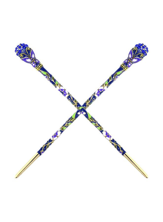 2-Piece Butterfly Style Hair Styling Stick Set Blue/Gold 6inch - v1568290229/N29310557A_1