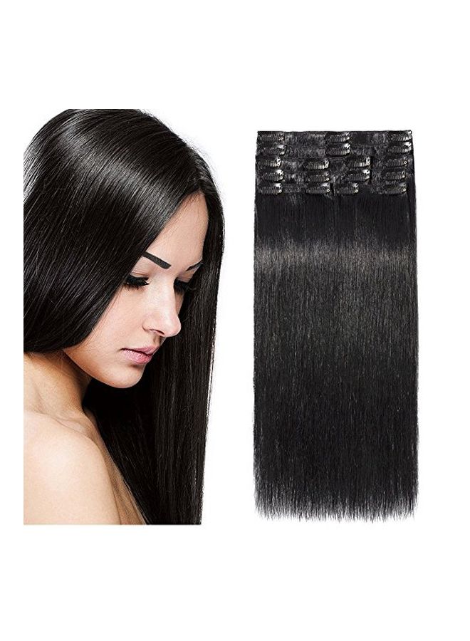 US Stock-US Seller - 8-Piece Clip In Hair Extension Set 1 Jet Black 14inch - Image 1