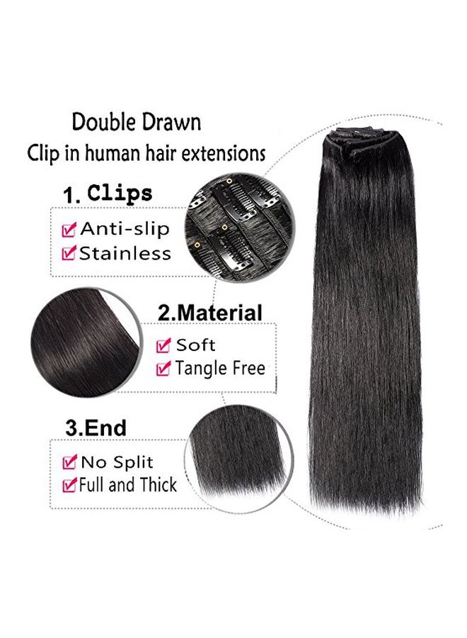 US Stock-US Seller - 8-Piece Clip In Hair Extension Set 1 Jet Black 14inch - Image 1