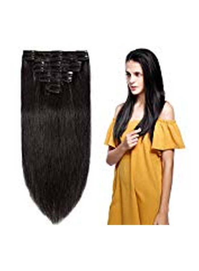 US Stock-US Seller - 8-Piece Clip In Human Hair Extension Set 1B Natural Black 18inch - Image 1