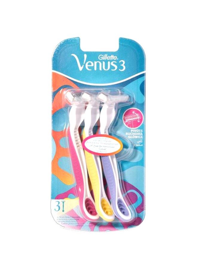 Venus 3-Piece Razors Pink/Yellow/Purple 