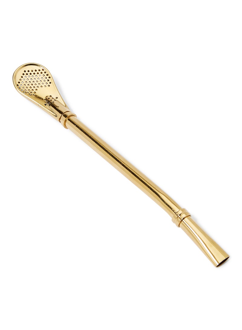 Stainless Steel Filter Straw Spoon Gold 17.7x2cm - Image 1
