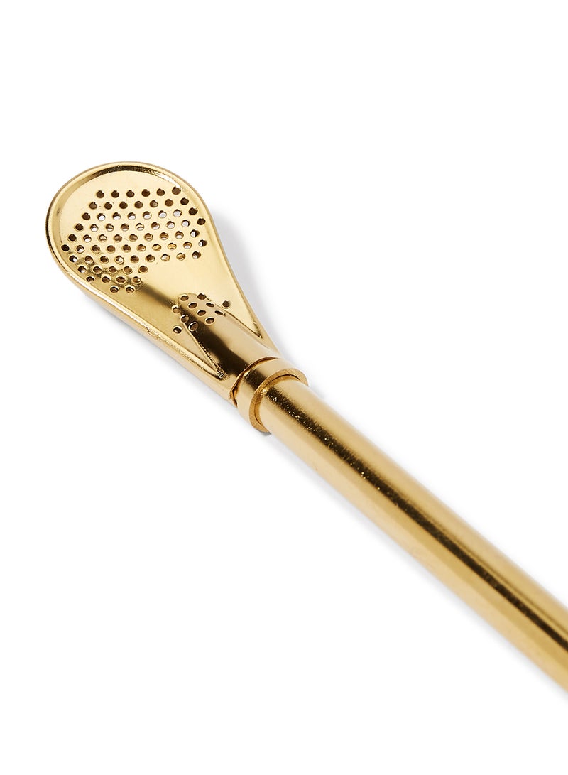 Stainless Steel Filter Straw Spoon Gold 17.7x2cm - Image 2