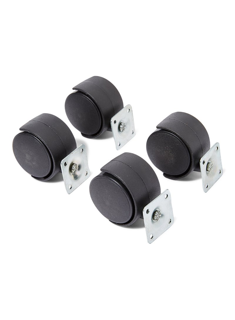 4-Piece Twin Wheel Casters Black/Silver 5x5x5cm - Image 1