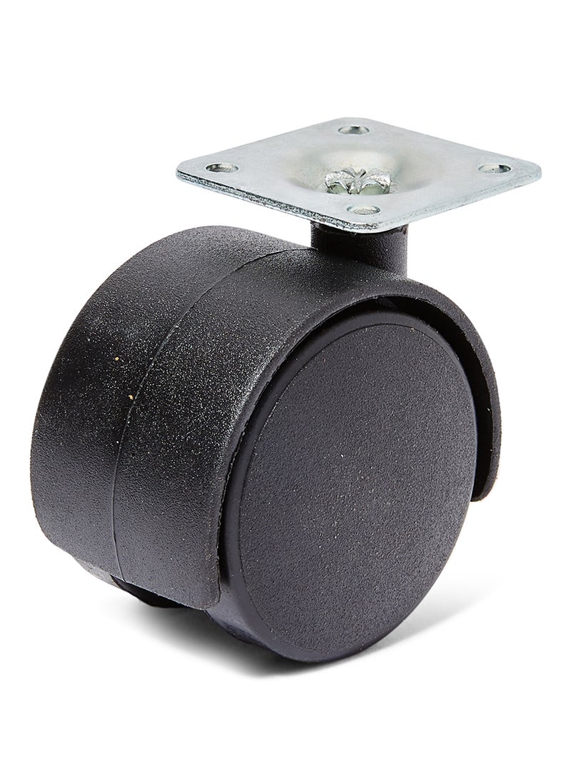 4-Piece Twin Wheel Casters Black/Silver 5x5x5cm - Image 3