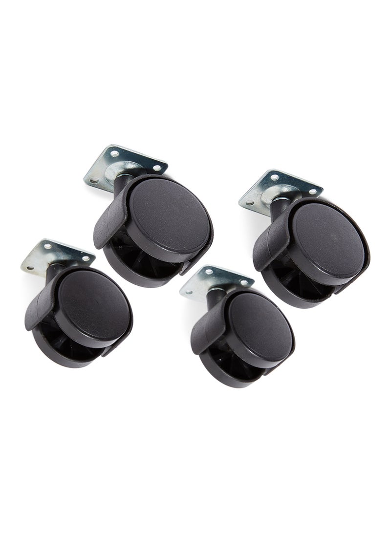 4-Piece Twin Wheel Casters Black/Silver 5x5x5cm - Image 2