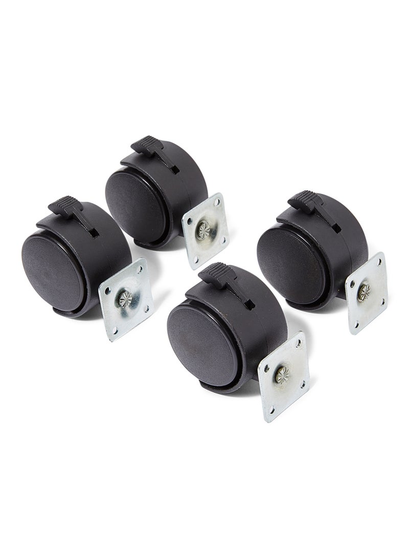 Pack Of 4 Twin Wheel Casters Black/Silver 5x5x5centimeter  - Image 1