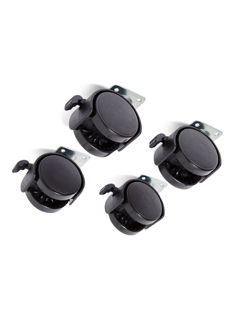 Pack Of 4 Twin Wheel Casters Black/Silver 5x5x5centimeter  - Image 2