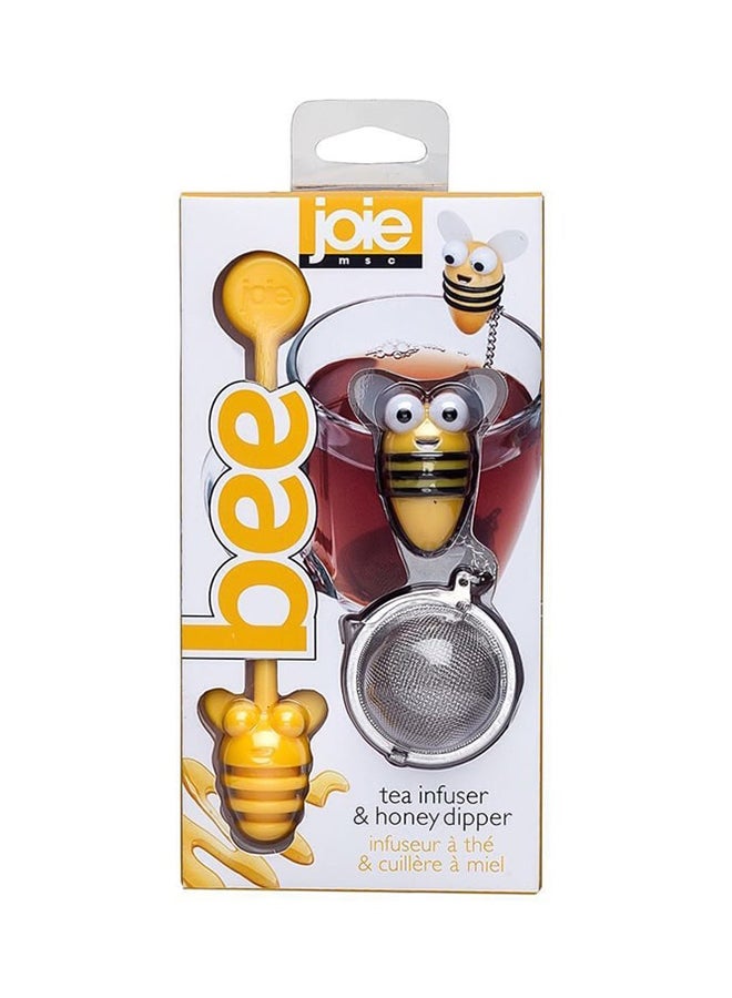 joie Set Of 2 Bee Tea Infuser And Honey Dipper Yellow/Silver