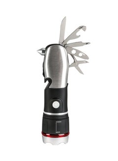 8 In 1 Bright Led Torch And Multi-Tool Penknife Black/Silver