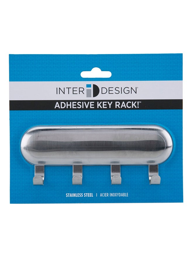 InterDesign Forma Self-Adhesive Small Key Rack Silver