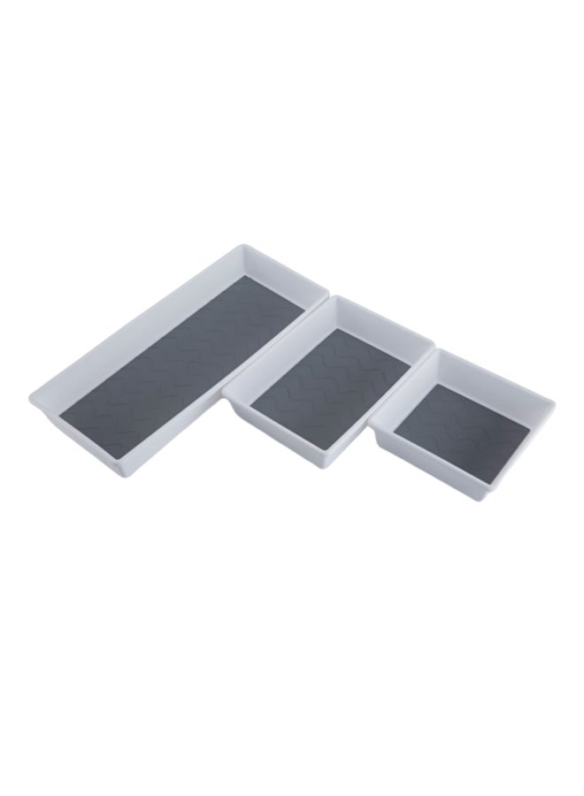Addis - 3-Piece Anti-Slip Drawer Organizer Set White/Grey - Image 1