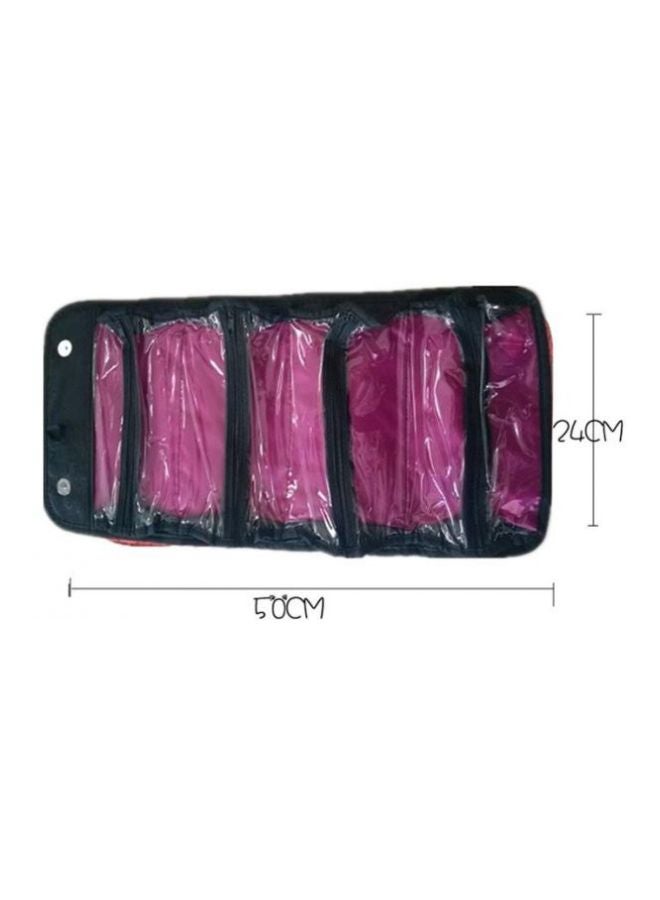 حقيبة منظمة لمستحضرات التجميل قابلة للطي أسود/ شفاف/ وردي - Image 5