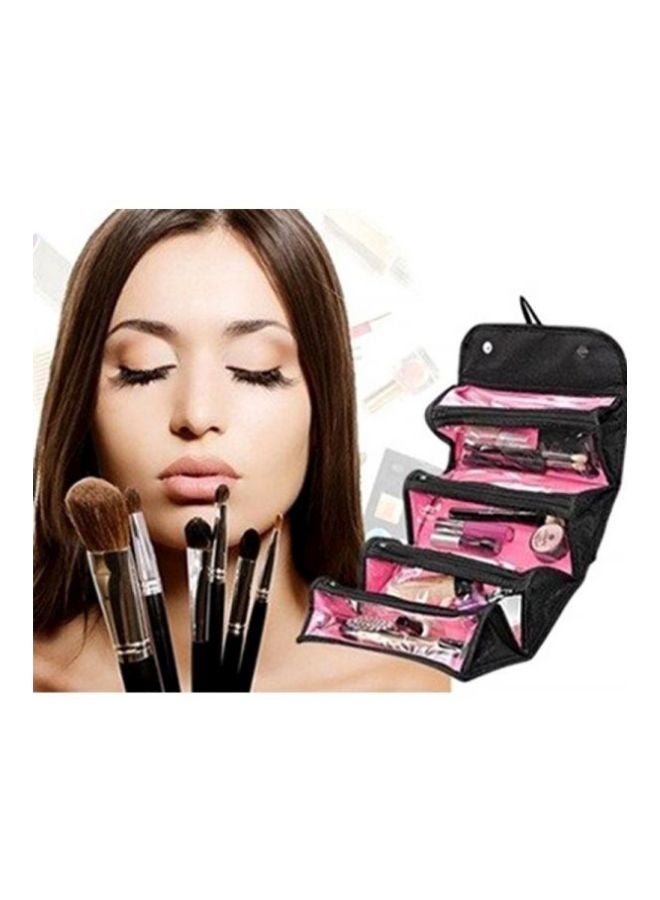 حقيبة منظمة لمستحضرات التجميل قابلة للطي أسود/ شفاف/ وردي - Image 3