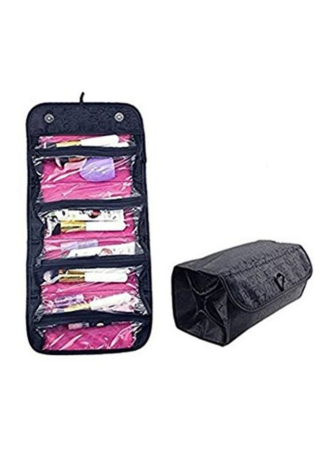 حقيبة منظمة لمستحضرات التجميل قابلة للطي أسود/ شفاف/ وردي - Image 3