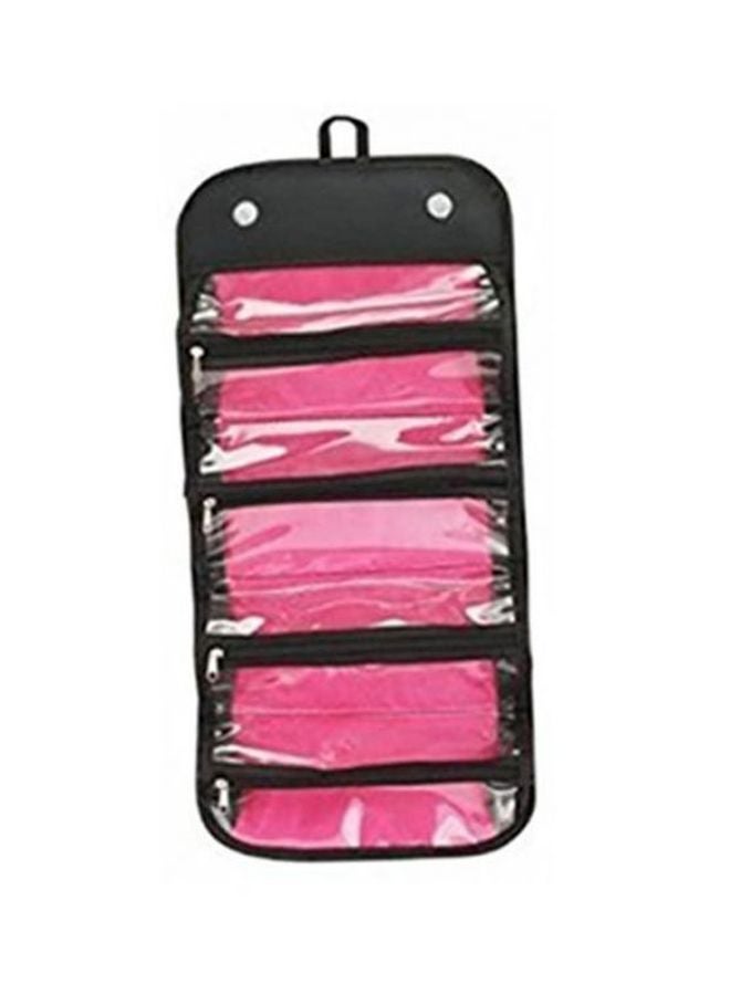 حقيبة منظمة لمستحضرات التجميل قابلة للطي أسود/ شفاف/ وردي - Image 2