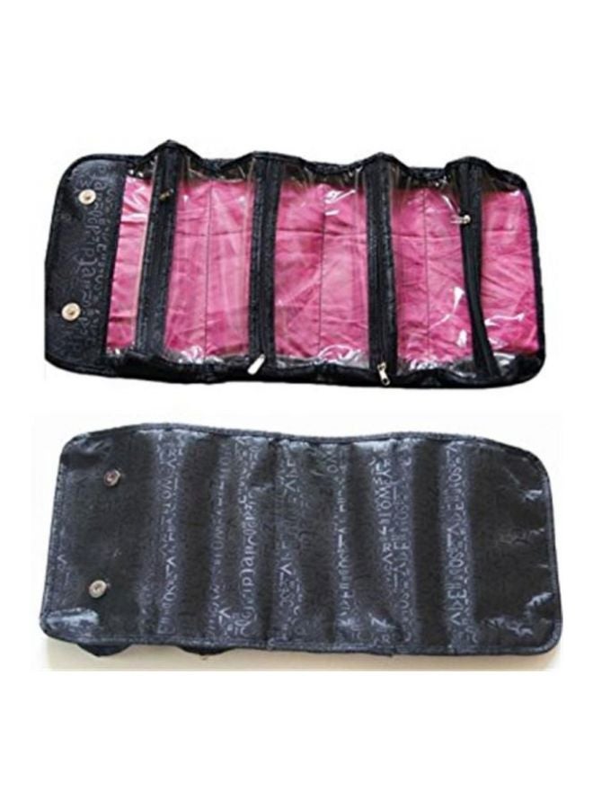 حقيبة منظمة لمستحضرات التجميل قابلة للطي أسود/ شفاف/ وردي - Image 5