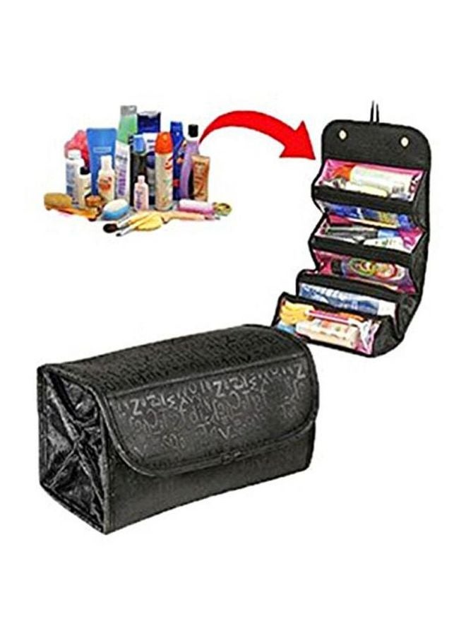 حقيبة منظمة لمستحضرات التجميل قابلة للطي أسود/ شفاف/ وردي - Image 2