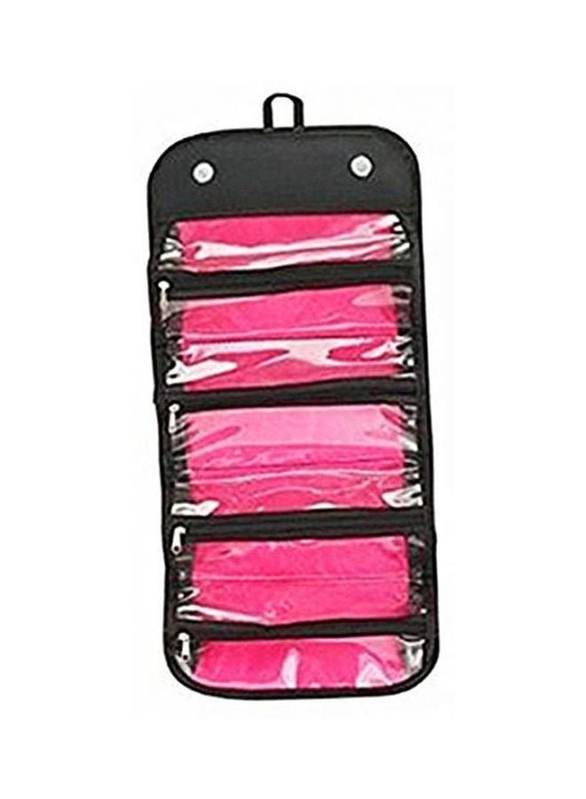 حقيبة منظمة لمستحضرات التجميل قابلة للطي أسود/ شفاف/ وردي - Image 3