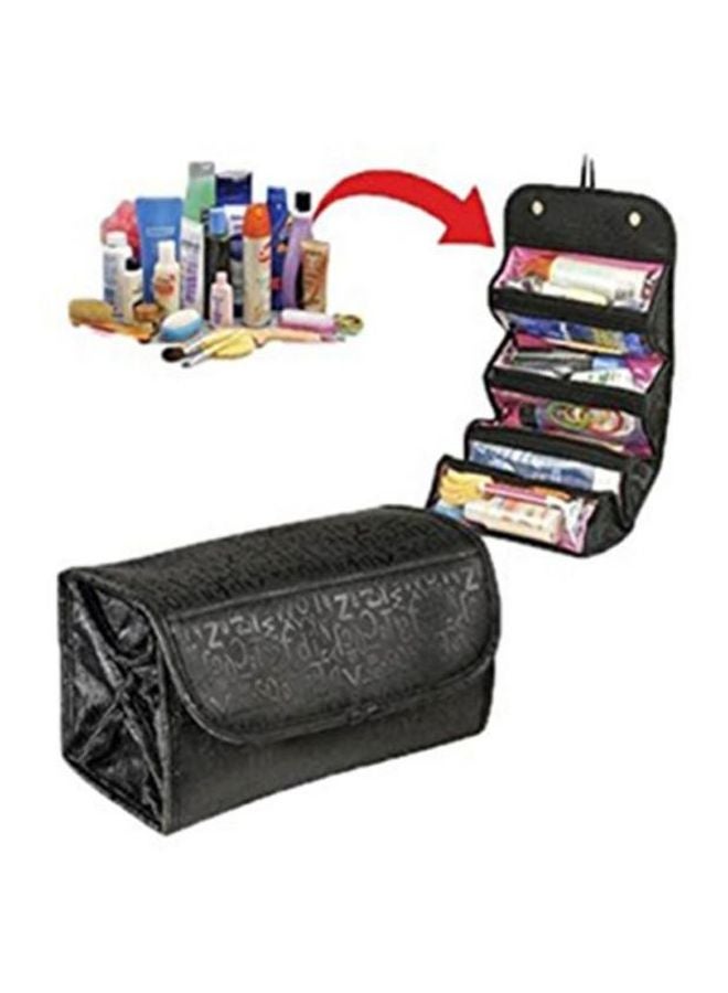 حقيبة منظمة لمستحضرات التجميل قابلة للطي أسود/ شفاف/ وردي - Image 3