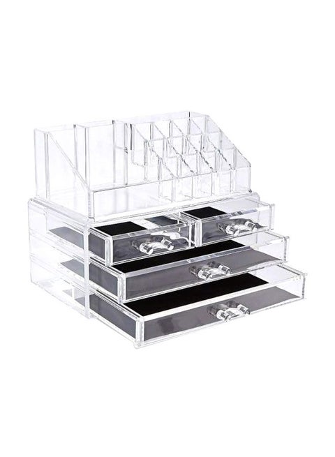 2-Piece Cosmetic Organizer Set Clear/Black
