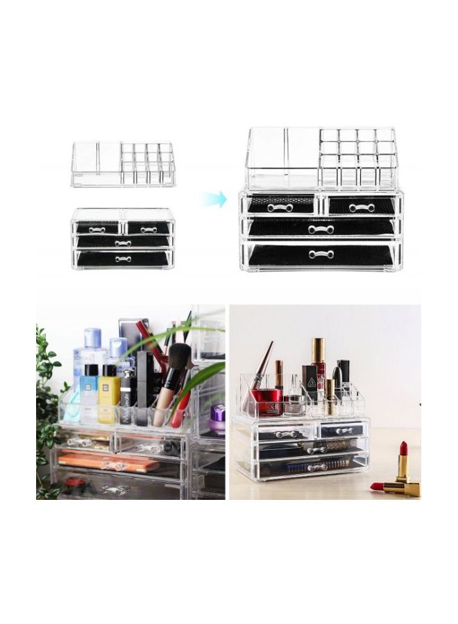 Generic - 2-Piece Cosmetic Organizer Set Clear/Black - Image 1