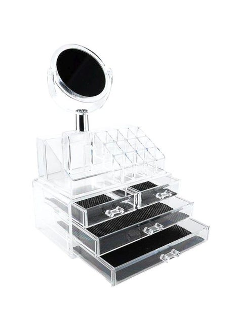 Acrylic Cosmetic Organizer With Mirror Clear/Black