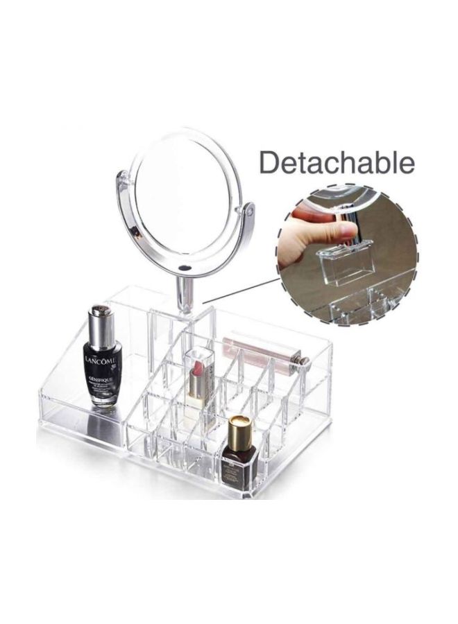 Acrylic Cosmetic Organizer With Mirror Clear/Black