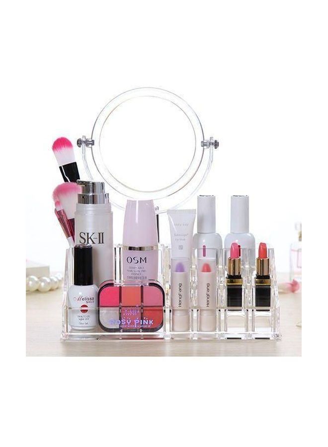 Acrylic Cosmetic Organizer With Mirror Clear/Black
