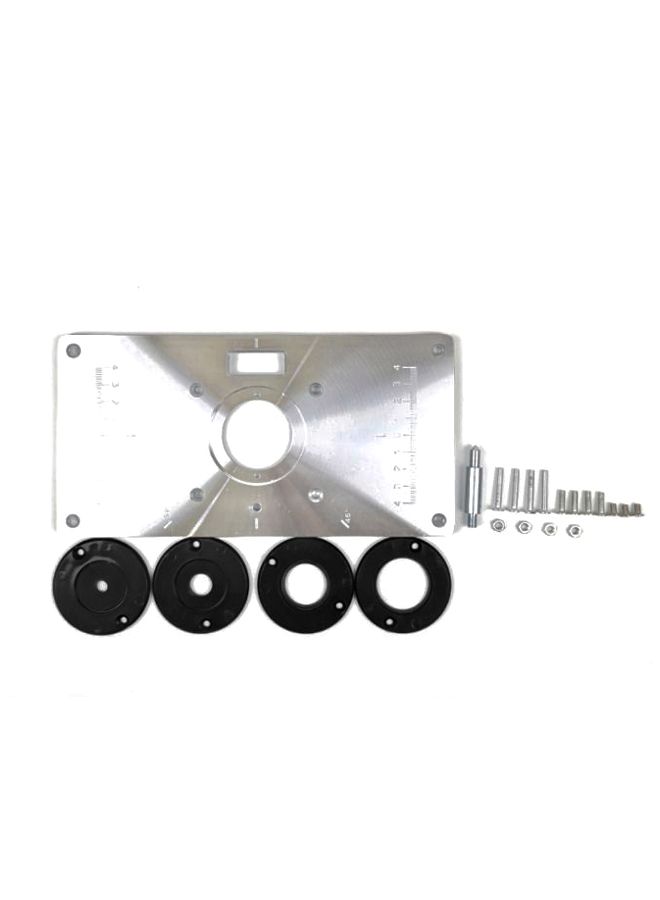 Multifunctional Router Table Insert Plate With Ring And Screw Silver/Black 22*19*19.5cm 