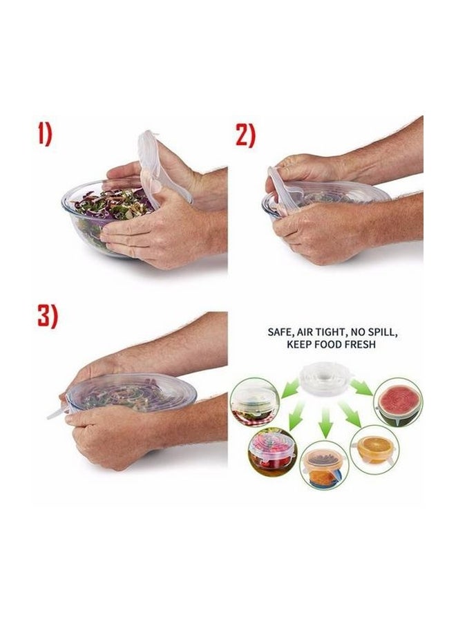 طقم أغطية من السيليكون قابلة للتمدد من 6 قطع شفاف 6-Piece  - Image 3