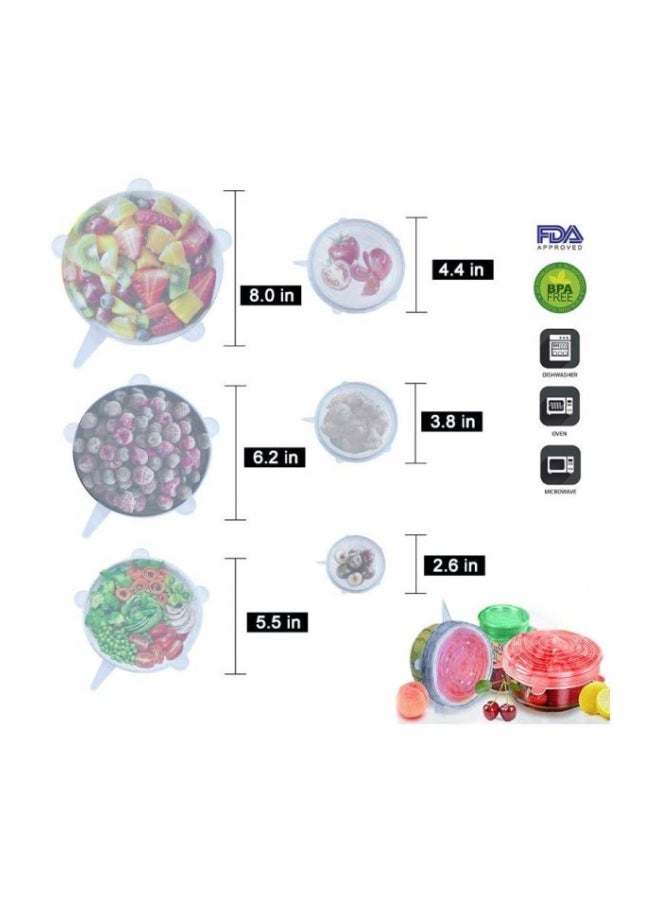 6-Piece Stretchable Silicone Lid Set Clear 6-Piece - Image 3