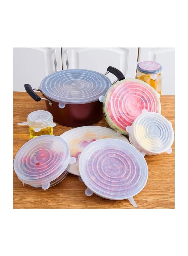 6-Piece Stretchable Silicone Lid Set Clear 6-Piece - Image 4