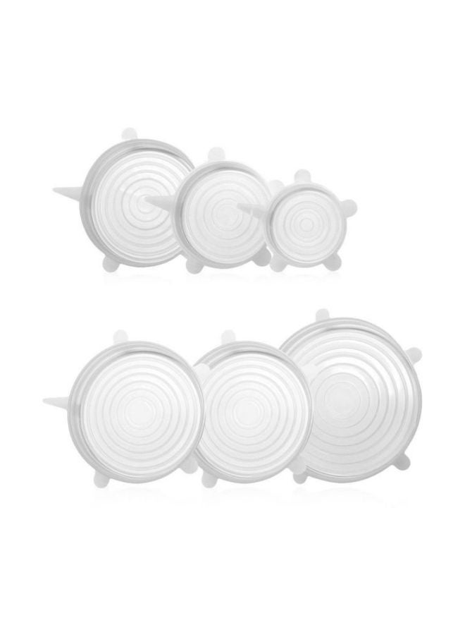 طقم أغطية للطعام مصنوع من السيليكون القابل للتمدد مكون من 6 قطع شفاف 6-Piece - Image 2